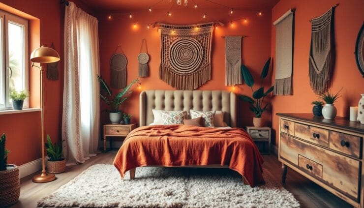 bohemian style boho burnt orange bedroom