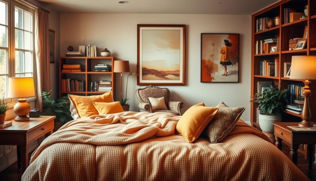 cozy earth tone bedroom