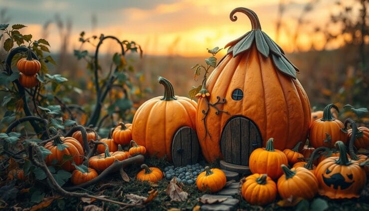 real pumpkin fairy house