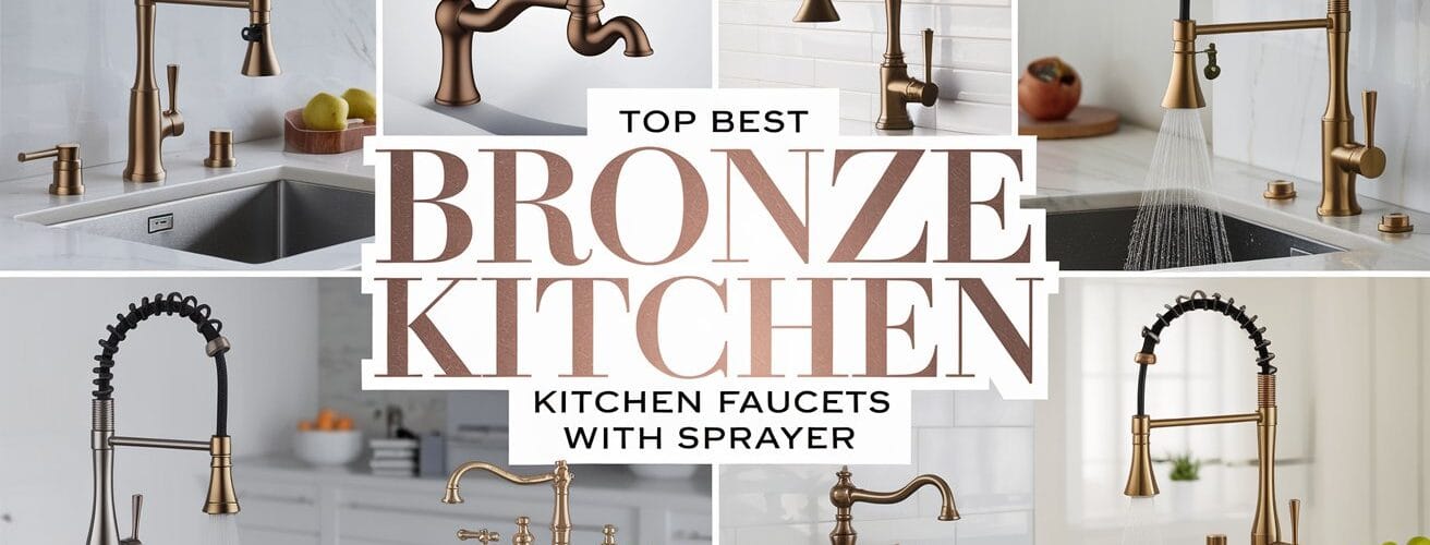 bronze kitchen faucets with sprayers showcasing various designs.