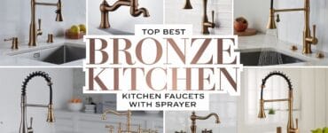 bronze kitchen faucets with sprayers showcasing various designs.
